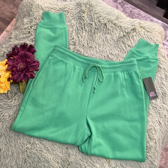 Pants - NEW! Green High Waist Joggers Sweatpants With Cuff Ankle Sz LRG